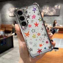 Funda de Teléfono Creativa con Patrón de Estrella de Moda, Adecuada para S25 S24 S23 S22 S21 S20 FE S20 Ultra A03s A04E/M04 A05s A06 4G A13 4G A15 4G/5G A25 5G A32 4G A55 5G A03 A04 A05 A12/M12 4G A13 5G/A04S A16 4G/5G A35 5G S20 S20 Plus A34 S21 FE Ultra Plus 4G 5G Funda Transparente Suave a Prueba de Golpes - Colores mixtos - Ver 1