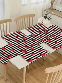 1pc Valentine's Day Pattern Table Runner/Placemat, Suitable For Holidays, Parties, Birthdays, Dinners, Kitchen & Dining Room Table Decor, All Season Home & Living Decor - Multicolor - View 8