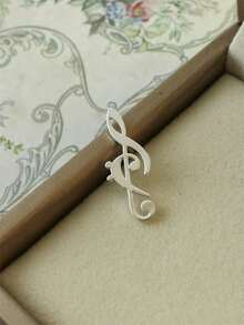 1pc Music Note Shaped Enamel Brooch Pin, Minimalist Metal Decor - Gold - View 14