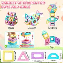 Magnetic Blocks Toys For Boys Girls Upgrade Macaron Castle Blocks Building Set For Toddlers STEM Creativity,Educational Toys For Kids Birthday Gifts,Accessories Random Color