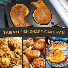 Máquina para Hacer Pasteles en Forma de Antiadherente Taiyaki, Molde Doble para Hornear Gofres con Mango Antiescaldado y Soporte Fijo para Postres Perfectos - Negro - Ver 3