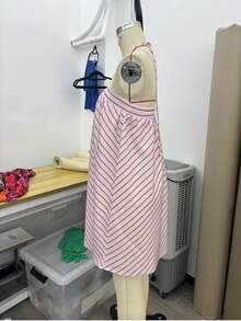 Women's Elegant Casual Minimalist Sweet Pink Sleeveless Strapless Backless Mini Dress, Suitable For Summer Vacation - Pink - View 4