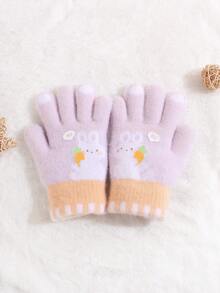 1双带兔子图案的羊毛手套，适合3-8岁儿童，冬季手套 - 小兔子手套 - 查看 6