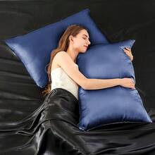 INFIIXSO Mulberry Silk Pillowcase For Hair And Skin, Silk Pillow Cases Standard Size With Hidden Zipper 20x26 Inches, Extraordinary Smooth And Soft Cooling Pillow Cases For Hot Sleepers(Navy, 1 Pack),Standard(20inchX26inch),Navy - Navy - 查看 8