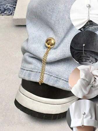 1/2个可调节磁性裤夹和袖口夹 - 耐用合金材质，可拆卸裤脚扣，适用于长裤和T恤，裤腿处设有磁性扣，无缝包边，裤子过长时可轻松缩短，防拉扯强力磁性扣固定夹和闭合装置，适用于裤子、下装。