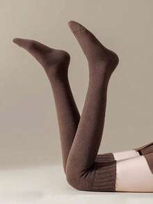 1/3 Pairs Women's Thick Warm Cotton Crew Socks, Breathable Knee-High Socks For Winter, Y2K Style, Comfortable For Women With High Heels, Thick Warm Thigh-High Socks, Knee-High Thick Socks, Warm Indoor Socks For Autumn/Winter - Multicolor - View 3