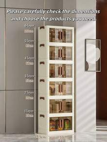 带盖 5 层可堆叠塑料储物箱 - 壁橱整理器和储物柜，32 面宽折叠箱，可折叠储物箱，工艺品，整理和储物箱，适用于家庭、食品储藏室、办公室、宿舍（无轮子）