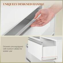 HEXCELEN Dressing Table With Large Mirror, Vanity Table And Hairdryer Holder, 8 Drawers, Open Compartments, 40 * 135 * 145.2 Cm, Modern White And Silver Dressing Table - 查看 6