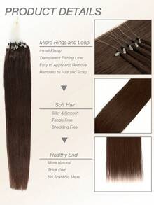 50 Strands Micro Loop Hair Extensions Real Human Hair Invisible Micro Nano Beads Hair Extensions Micro Loop Hair Extensions Straight Micro Link Real Human Hair Hair Invisible Beads Thick Micro Ring Loop Hair Extensions Utral Smooth And Super Soft Silky Straight Micro Loop Human Hair Extensions For Woman - S2 - Xem 3