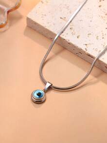 1Pc European And American Angel's Eye Titanium Steel Necklace, Fashionable And Exquisite Collarbone Chain, Personalized Luxury, Teenerger Necklace Jewelry