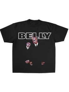 Camiseta gráfica de película Belly de los años 90 para hombres - Camiseta casual negra de manga corta con letras blancas en negrita e ilustraciones de personajes, ajuste regular para todas las estaciones, ropa para todas las temporadas| Camiseta gráfica llamativa| Ajuste Cómodo, Camiseta - Negro - Ver 2
