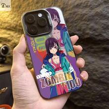 Diseño de patrón de fondo de personaje de anime Zombie 100 para iPhone 17, 17Air, 17Pro, 17Promax, 16, 16Plus, 16Pro, 16Promax, 15, 15Plus, 15Pro, 15Promax, 14, 14Plus, 14Pro, 14Promax, 13, 13Pro, 13Promax, 12, 12Pro, 12Promax, 11, 11Pro, 11Promax, anti-suciedad, a la moda, moderno, color plata Imd - Mezcla de colores - Ver 2