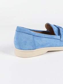 女士簡約精緻金色裝飾樂福鞋 - 藏蓝色 - 查看 9