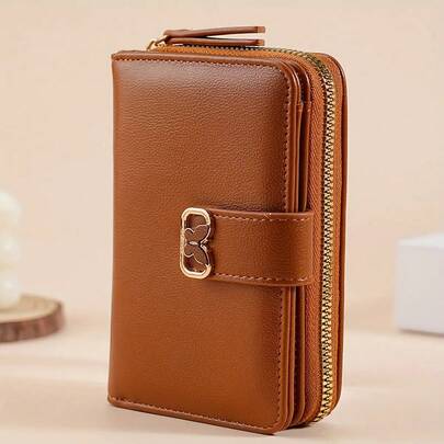 New Clasp Wallet With A Single Zipper, Featuring A Large Capacity And Multiple Card Slots, Women Who Prefer A And Simple Style.