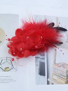 1pc Vintage Handmade Feather Flower Brooch Pin, Elegant & Versatile For Women's Daily And Evening Wear - Feather Flower - View 11