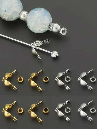 50sets Connection Ring Set, Including 50pcs Of Buckle And 50pcs Of Positioning Beads, Suitable For Jewelry Making, Bracelet Necklace Connectors, Earring Dangle Tail Clasp, Double Suspender Buckle, Double Head Tail Bag Clasp, Flat Clamp For Fixed Round Beads, Handmade Beads, Spacer Bead Connectors, Etc,Keyring Materials/Bead Keyring Material, Bracelet Brooch, Jewelry Making Supplies