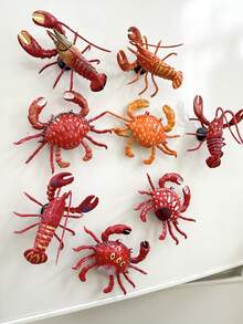 1个逼真可动四肢螃蟹龙虾大号冰箱贴，适合家居装饰、冰箱、日常使用以及节日/生日礼物 - 彩色 - 查看 2