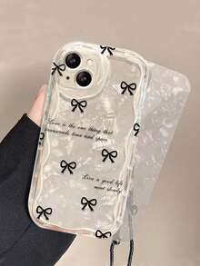 1件装奢华可爱动物蝴蝶花朵蝴蝶结手链链条波浪形柔软透明手机壳，兼容 13/11/12/14/15 Pro Max/14/15 Plus - 無色 - 查看 4