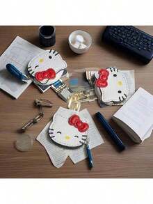 1 件装，三丽鸥 Hello Kitty 钥匙扣 - 可爱红色蝴蝶结，黄色鼻子，PU 皮革金属扣，耐用时尚女式配饰，情人节礼物，生日及日常使用，趣味设计，精细缝制