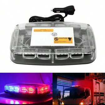 1 pieza Luz de advertencia LED para coche de alta luminosidad con ventosa, luz de trabajo estroboscópica de señal de emergencia con parpadeo, luz auxiliar de conducción de 12V 24V para vehículo todoterreno, ATV, SUV, accesorios para automóvil