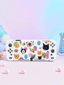 1个可爱猫咪图案保护套兼收纳袋，适用于Switch 2 (2025)主机配件，兼容Switch 2/Switch OLED/Switch NS，保护您的主机，送给Switch玩家的最佳礼物 - 彩色 - 查看 11
