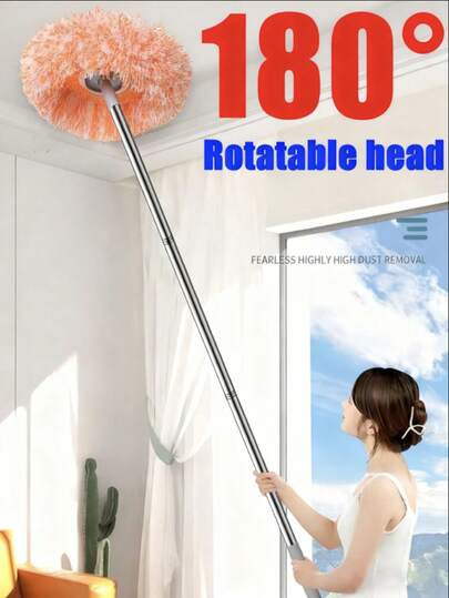1pc Long Handle Wall Cleaning Mop, Multi-Functional Wall Cleaning Mop, Duster, Telescopic Duster, Back To School Essential, Floor Tile Glass Window Cleaning Mop, Telescopic Dry & Wet Ceiling Mop, High-Quality Baseboard Cleaning Tool, Professional Baseboard Cleaning Tool, High-Quality Duster Mop, Efficient Ceiling Fan Duster