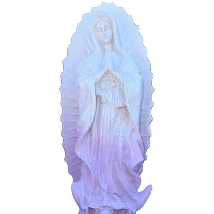 Estatua de la Virgen María - Decoraciones religiosas - Blanco y morado - Ver 1
