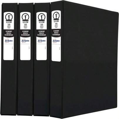 Avery Economy 3 Ring Binder, 1" Round Rings, 1 Black Binder (03301)