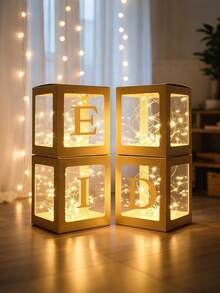 3pcs Gold Balloon Boxes, Balloon Box, Building Block Party Supplies Colorful Balloon Box, Shower Balloon Box, Building Block Birthday Party Decorations For Adults, Birthday Party Decorations - Multicolor - View 4