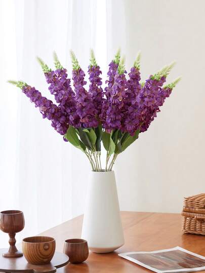 MEHELANY 6/1 Pc(S) 29.2 Inch Purple Statice Faux Flower, Long Stem Hyacinth Artificial Flower, Lifelike Texture, Suitable For Wedding, Home, Outdoor Party Floral Arrangement, Tabletop Decor, Garden, Hotel Counter, Fireplace Vase Decor, Party Supplies, DIY Arch Wreath Decor, Girl Gift