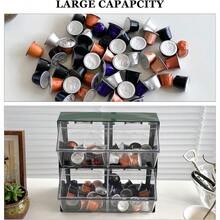 Soporte grande para capsulas de cafe verde con tapa accesorios de barra de cafe de plastico organizador de almacenamiento para crema tazas K bolsas de te bolsa de azucar pajita - Verde - Ver 4