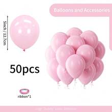 50/125个粉色气球,浅粉色气球,尺寸多样,包括18英寸、12英寸、10英寸、5英寸。适用于花环、拱门、生日、周年纪念、情人节、新娘送礼会、单身派对、公主派对、毕业典礼、性别揭晓派对、复活节派对装饰。 - 嫩粉紅色 - 查看 12