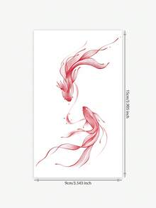 1 Buah Stiker Tato Sementara Realistis Motif Ikan Mas Merah Tinta yang Modis untuk Pinggang dan Tulang Selangka, Tahan Air dan Keringat, Cocok untuk Berbagai Ukuran Tubuh - MultiWarna - View 6