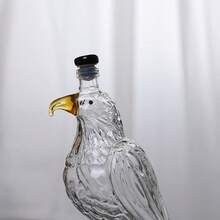 1pc Hand-Blown Eagle-Shaped Glass Liquor Bottle, High Borosilicate Material, Yellow Painted Accents On Eagle's Beak And Claws, Vivid Details. Black Cap Seal, Wine Storage Function, Suitable For Packaging - 無色 - 查看 6