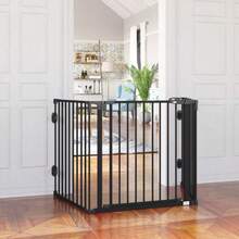 PawHut Dog Gate With Automatic Door, Adjustable, Foldable, 3 Panels, 202.5 X 76 Cm - Black - View 7