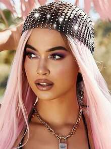 1pc Women Decor Hollow Out Fashion Hat, Decoration Elegant Women, Hair Accessories, Turban Headband, Hairband Fall Winter Hair Band Vacation Outfits Woman Elegant Scarf Women Bandana Soft Headwrap - 黑色 - 查看 2