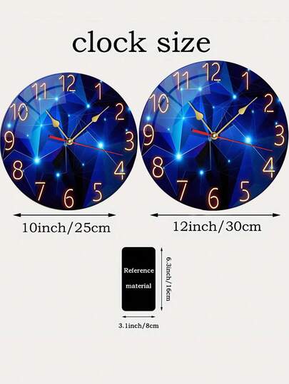 Pc 10 Inch/12 Inch Constantplanet Silent Wand Wood Klok Dreamy Dark Blauw Geometric Ideal Living Room, Bedroom, Kitchen Outdoor Home Room view 7