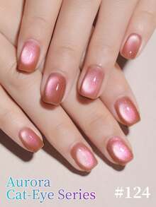 XEIJAYI 1 pieza Esmalte de uñas en gel de ojos de gato de aurora rosa de 15ml con purpurina y lentejuelas - Juego de esmalte de uñas remojable UV para manicura y diseño de uñas - Rosa coral - Ver 5