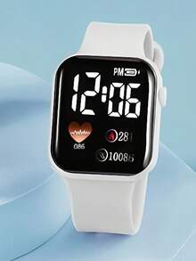 2/1pc Girl's Fashionable & Elegant LED Heart-Shaped Digital Display Electronic Watch, Suitable For Girls, Can Be Paired With Bracelets, Great Birthday/Holiday Gift For Girls, Ideal For Daily Occasions Like School, Parties, Travel. Also A Perfect Gift For Graduation Season, Ramadan, Valentine's Day. - Multicolor - View 8