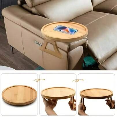 Multi-Functional Sofa Armrest Tray Table, Wide Sofa Armrest Table, Foldable, Suitable For Placing Phones, Cups, Fruits, Or Snacks, A Thoughtful Gift With A Circular Design