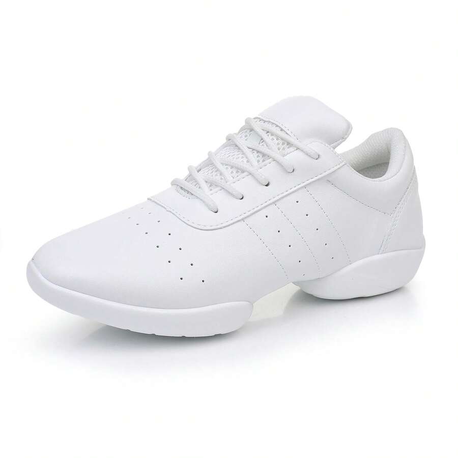 1 Pair Women's Athletic Shoes, Cheerleading Shoes, Aerobic Workout Shoes, Dance Shoes, Girls' Aerobic Sneakers, Cheerleading Shoes, White Training & Competition Shoes - White - View 1