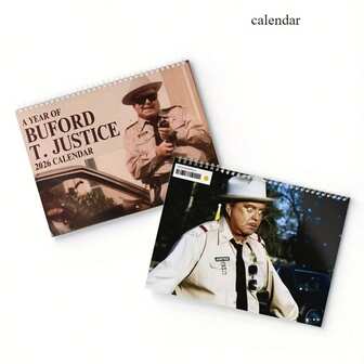 1pc New 2026 Buford Sheriff Theme Wall Calendar - Large Format Monthly Design, Includes Monthly Photos, 12 Month Planner (January To December 2026) | Sheriff TV Series Character Design, Suitable For Home, Office, Christmas And New Year Gifts. A Great Gift For Friends Interested In TV Shows.