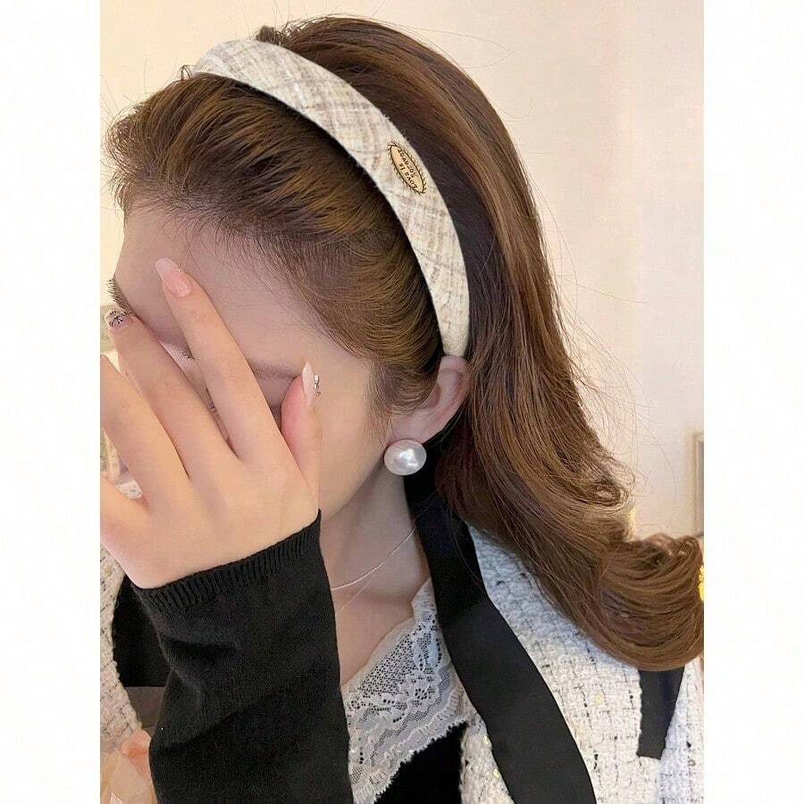 Elegant 1pc Spring/Summer Vintage Knitted Fabric Thin Hairband Tiaras,Hairband,Hair Hoop,Hair Accessories Headbands - 卡其色 - 查看 1