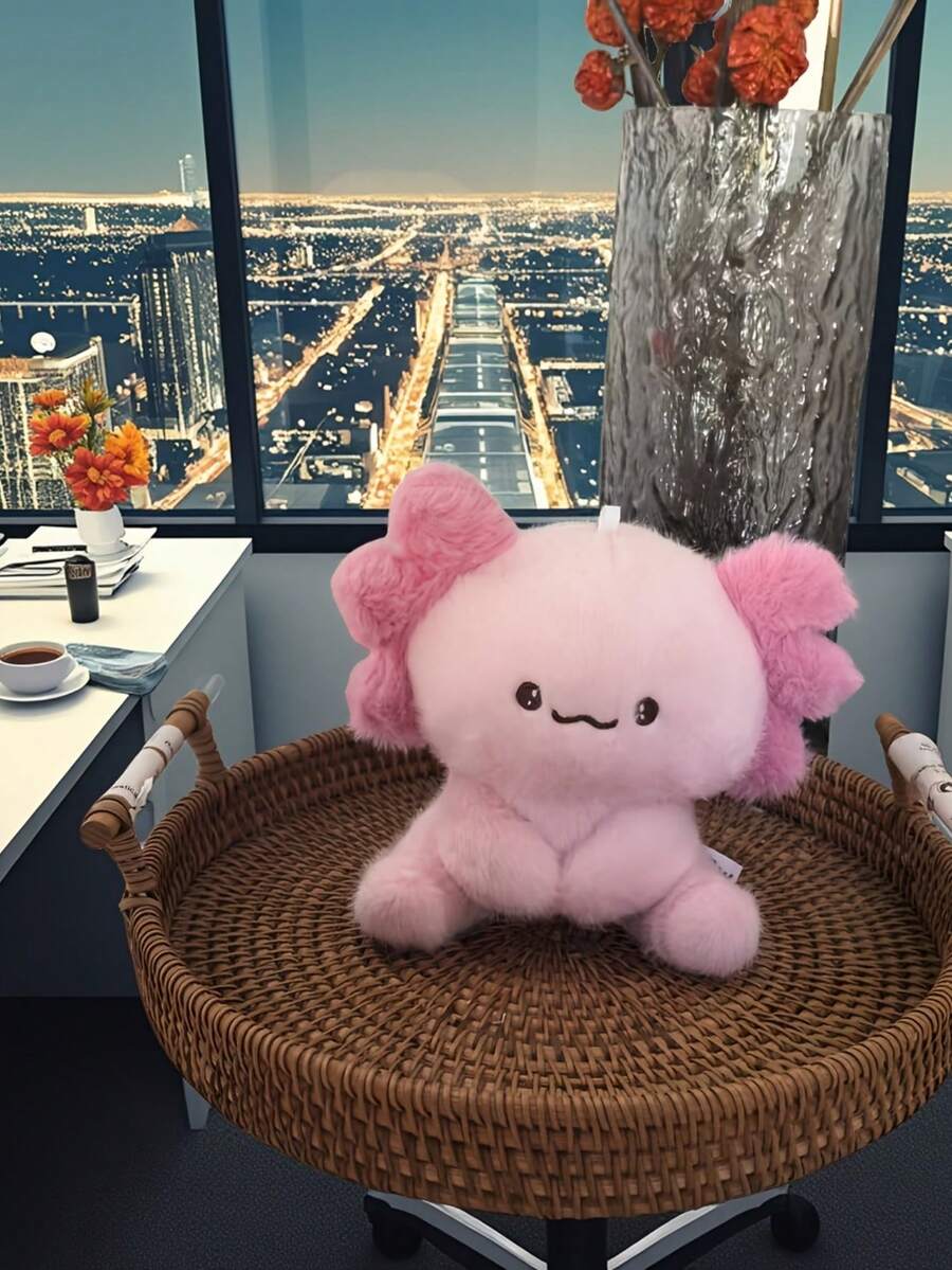 1个可爱粉红小龙毛绒玩具，适合女孩卧室/客厅的舒适陪伴娃娃，复活节粉红小龙桌面装饰，节日和生日礼物