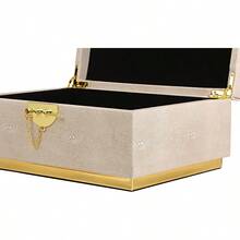 HAWTElegant Faux Leather Decorative Box Storage Jewelry Box Organizer Large Dresser Cosmetic Organizer Holder Classic Jewelry Accessory Organizer 11x8x4.8 Inches Light Grey - LightGrey - View 7