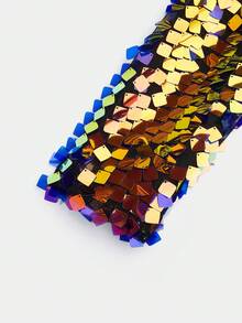 Magic Mia Sequin Crop Jacket For Women, Woven Fabric Sparkly Party Blazer, Colorful Glitter Short Coat Nightclub Prom Performance Outfit - Nàng tiên cá - Xem 5