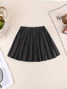 2pcs/Set Girls Sweater Polo Collar Outfit, Cute Cartoon Pattern Sweater With Pleated Skirt, Fashionable & Comfortable For Daily Wear