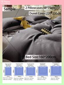3件組深灰色與淺灰色床上用品套裝，1件被套與2件枕套，男孩女孩宿舍床上用品，極簡時尚居家裝飾，柔軟舒適臥室床品，時尚套裝，可機洗，無填充 - 深灰色 - 查看 3