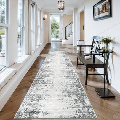 1pc Abstract Gray Hallway Carpet, Kitchen Runner Rug, Suitable For Corridors. Modern Gradient Indoor Floor Carpet, Suitable For Laundry Room Entrance