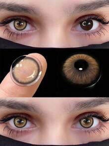 Lalens 1 Pair Of Colored Contact Lenses Norko Brown Coloured Contact Lens To Enlarge Your Eyes Soft Graduation Holiday Summer Fall Autumn Wholesale Of Color Contacts For Eye Beauty Makeup Cosmetic Small Pupil Color Contacts Lens Travel Outdoors School Campus 14.2mm 14.5mm Yearly Use Fashion Grey Lenses New Arrival With Free Lens Case Halloween Costume Cosplay - Yearly Disposable - View 16